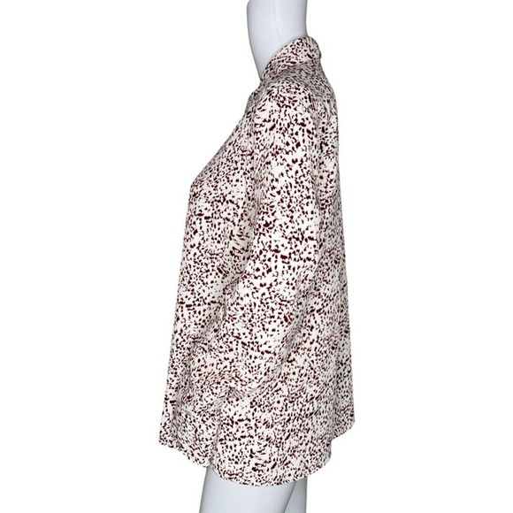 Express Shirt Womens Medium Brown White Abstract Animal Print Portofino Office - Picture 3 of 8